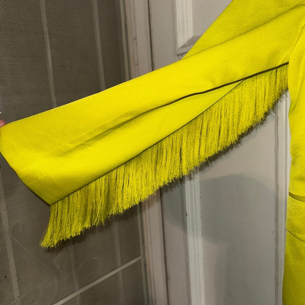 7 For All Mankind Bright Yellow Blazer with Fringe NWT - Picture 3 of 7